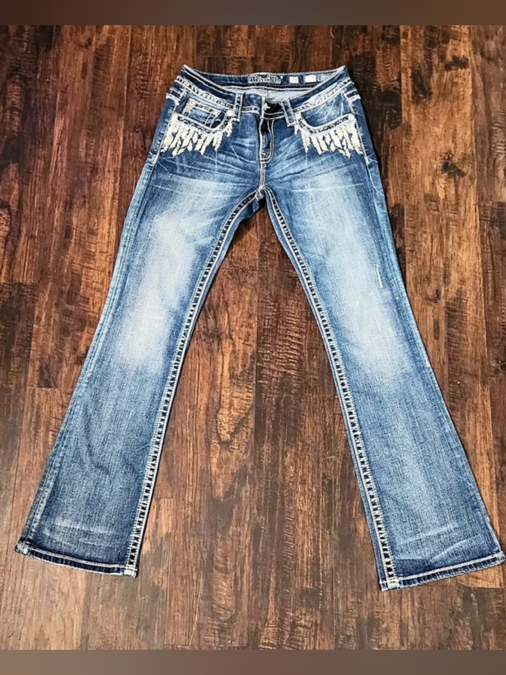 Miss Me Signature Boot Cut Embellished Jeans Blue Waist 29